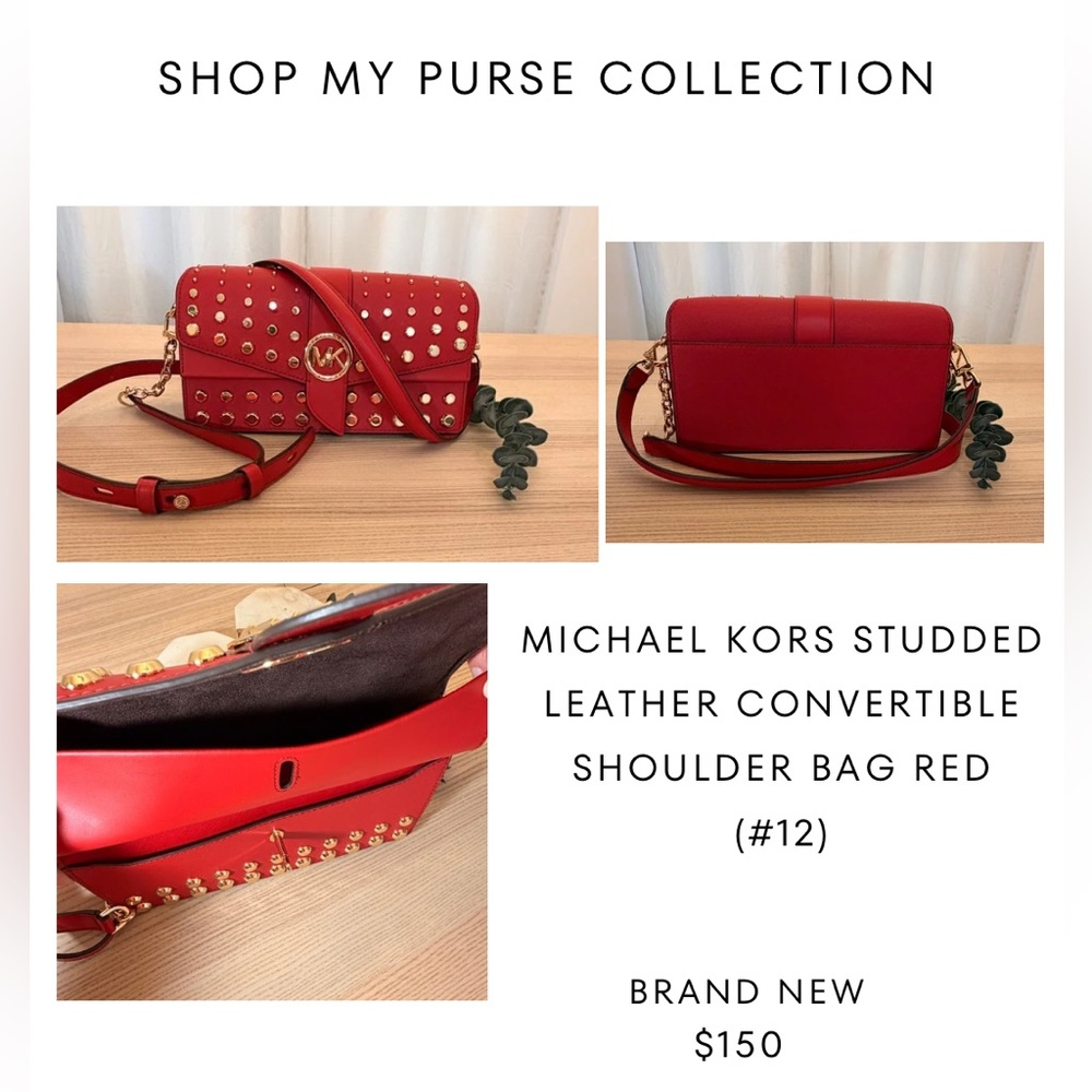 Michael Kors Red Studded Shoulder Bag